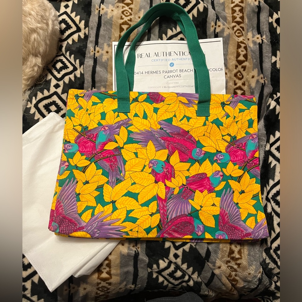HERMES VINTAGE EUC COA* Les Perroquet Tote - Picture 4 of 14